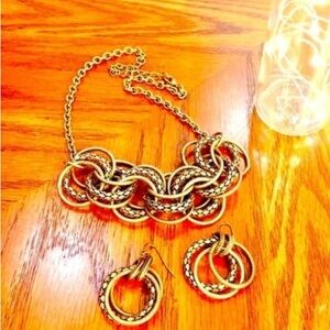 VINTAGE Antique Gold Necklace and Earring Set